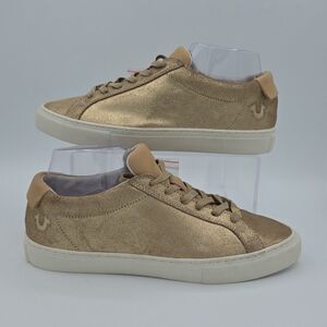 NWOB True Religion Women's Size 9 Gold Sneaker Athletic Shoes Lace Up